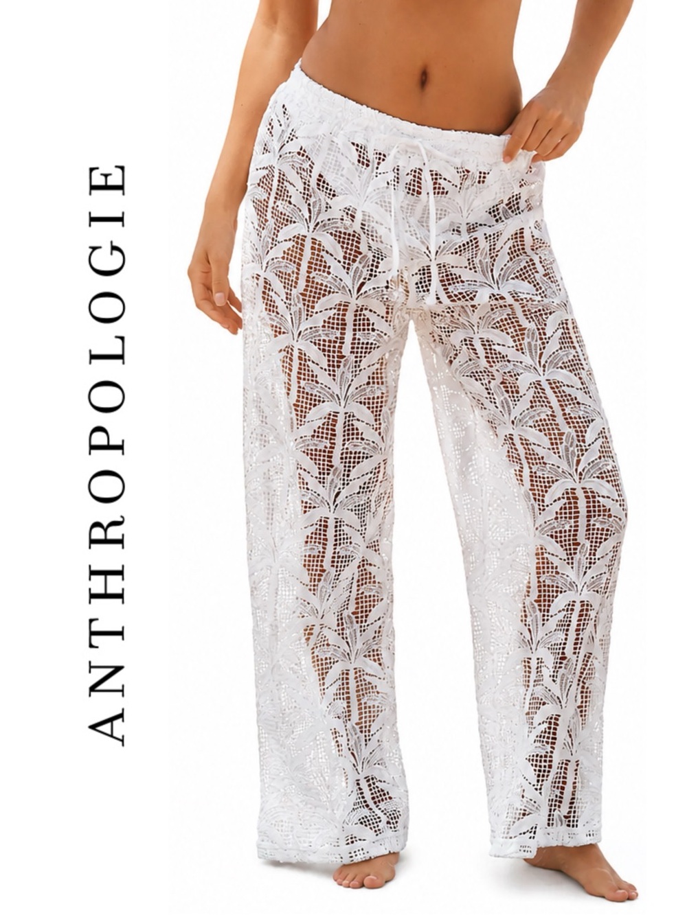 Anthropologie BLITHE Sheer Cutout Lace Pants